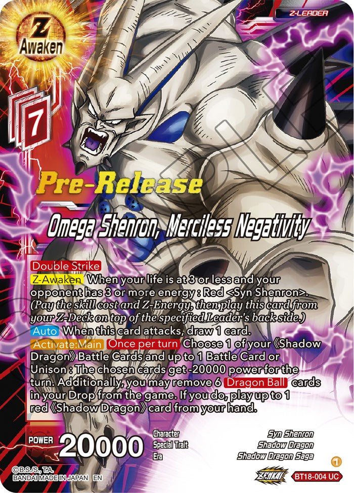 Omega Shenron, Merciless Negativity (BT18-004) [Dawn of the Z-Legends Prerelease Promos] | Fandemonia Ltd