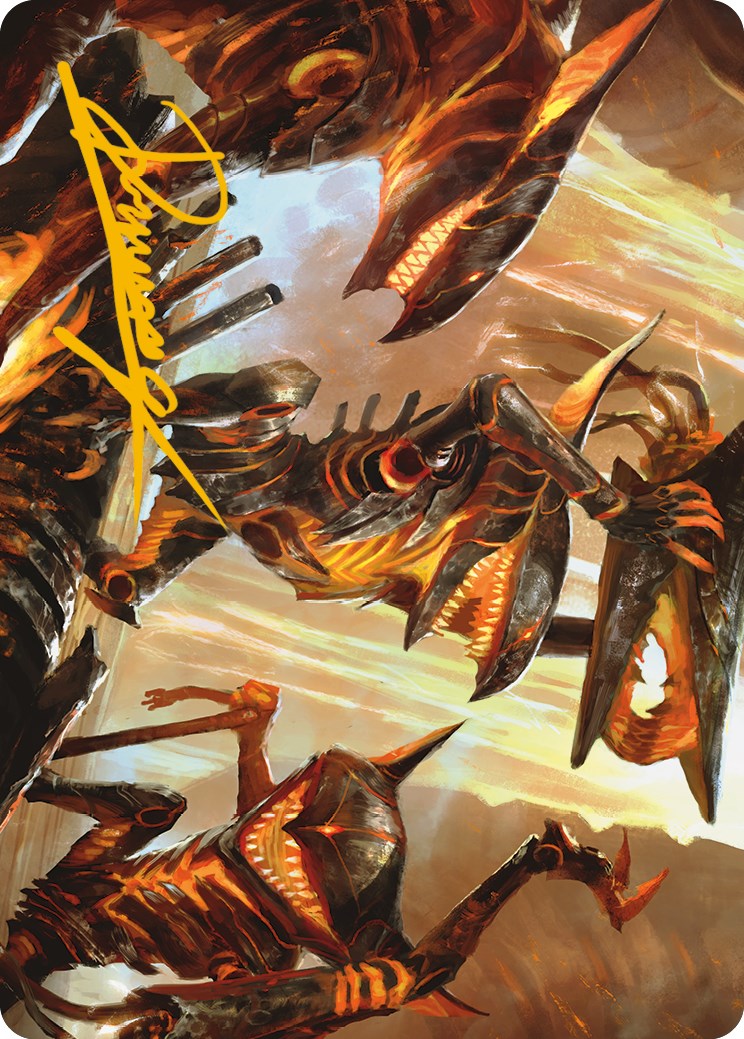 Gleeful Demolition Art Card (Gold-Stamped Signature) [Phyrexia: All Will Be One Art Series] | Fandemonia Ltd