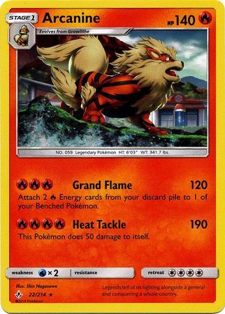 Arcanine (22/214) (Cosmos Holo) [Sun & Moon: Unbroken Bonds] | Fandemonia Ltd