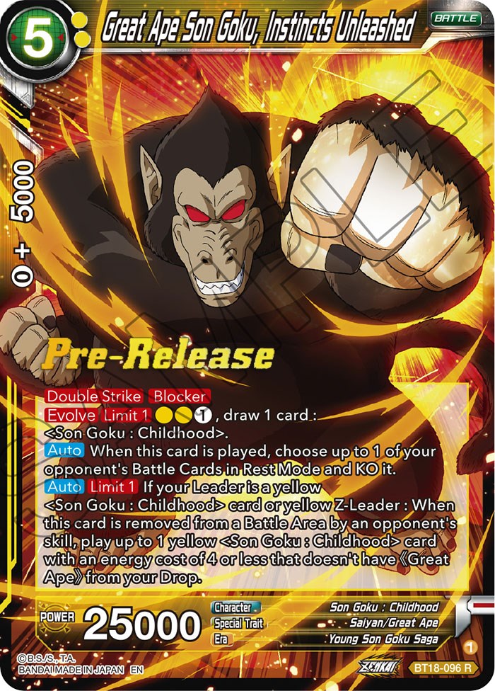 Great Ape Son Goku, Instincts Unleashed (BT18-096) [Dawn of the Z-Legends Prerelease Promos] | Fandemonia Ltd