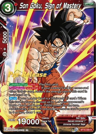 Son Goku, Sign of Mastery (BT16-006) [Realm of the Gods Prerelease Promos] | Fandemonia Ltd