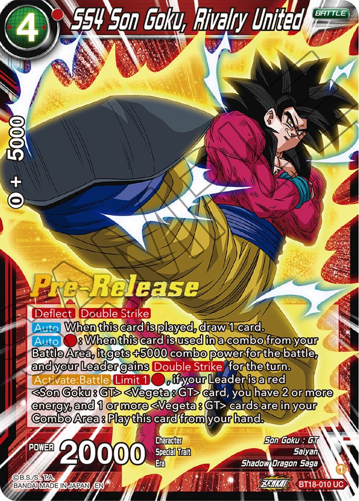 SS4 Son Goku, Rivalry United (BT18-010) [Dawn of the Z-Legends Prerelease Promos] | Fandemonia Ltd