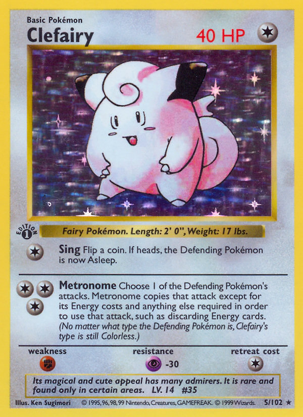 Clefairy (5/102) (Shadowless) [Base Set 1st Edition] | Fandemonia Ltd