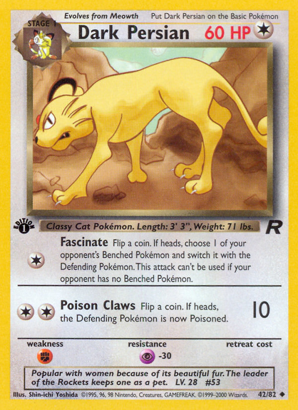 Dark Persian (42/82) [Team Rocket 1st Edition] | Fandemonia Ltd