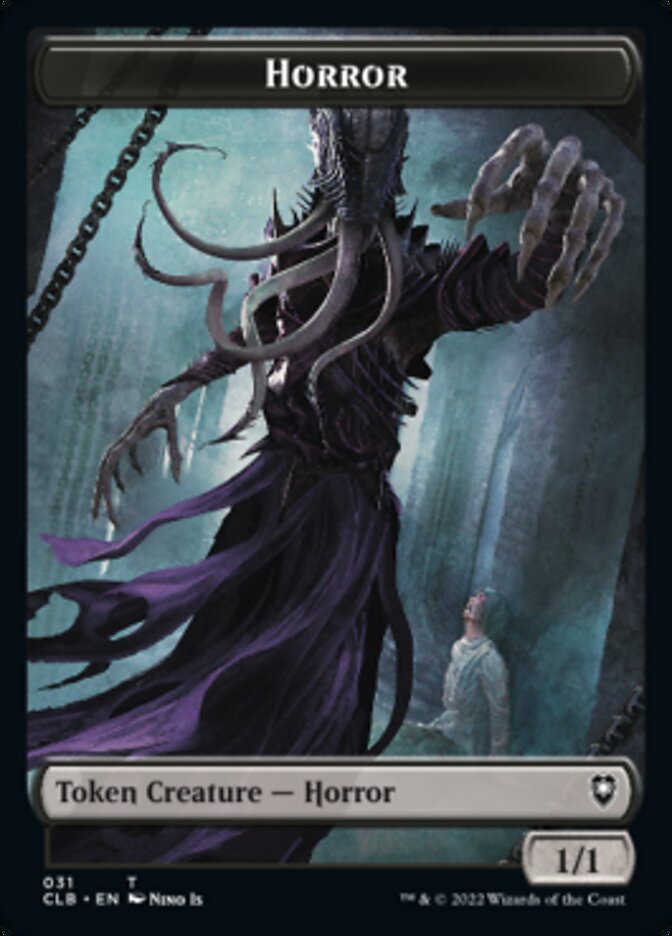 Horror // Centaur Double-sided Token [Commander Legends: Battle for Baldur's Gate Tokens] | Fandemonia Ltd