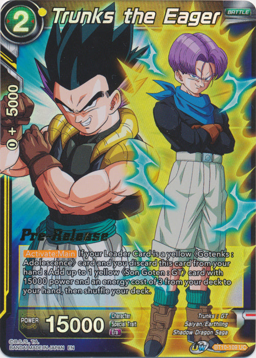 Trunks the Eager (BT10-109) [Rise of the Unison Warrior Prerelease Promos] | Fandemonia Ltd