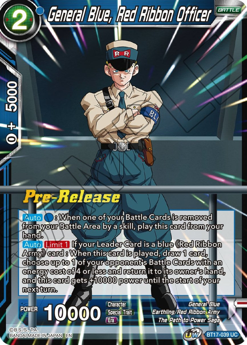 General Blue, Red Ribbon Officer (BT17-039) [Ultimate Squad Prerelease Promos] | Fandemonia Ltd