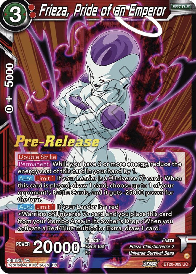 Frieza, Pride of an Emperor (BT20-009) [Power Absorbed Prerelease Promos] | Fandemonia Ltd