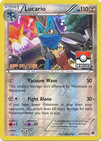 Lucario (63/124) (League Promo 3rd Place) [XY: Fates Collide] | Fandemonia Ltd