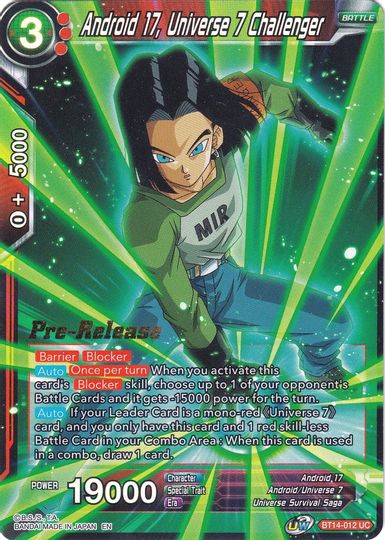 Android 17, Universe 7 Challenger (BT14-012) [Cross Spirits Prerelease Promos] | Fandemonia Ltd