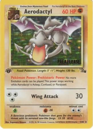 Aerodactyl (1/62) (Prerelease Promo) [Fossil 1st Edition] | Fandemonia Ltd