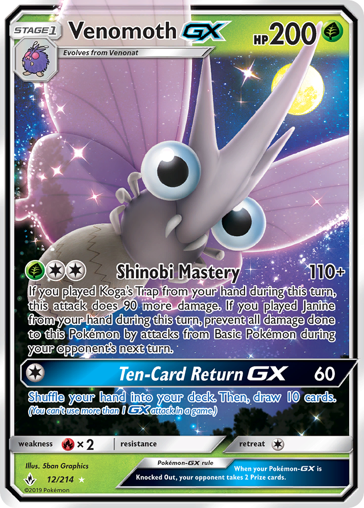 Venomoth GX (12/214) [Sun & Moon: Unbroken Bonds] | Fandemonia Ltd