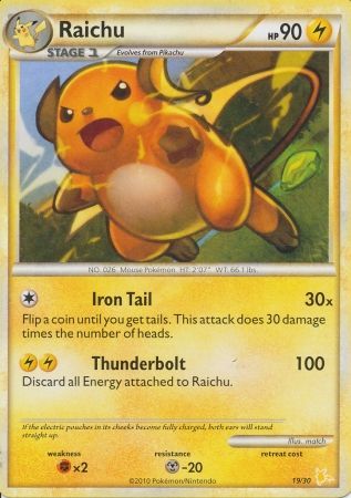 Raichu (19/30) [HeartGold & SoulSilver: Trainer Kit - Raichu] | Fandemonia Ltd