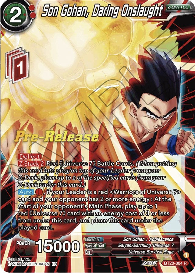 Son Gohan, Daring Onslaught (BT20-004) [Power Absorbed Prerelease Promos] | Fandemonia Ltd