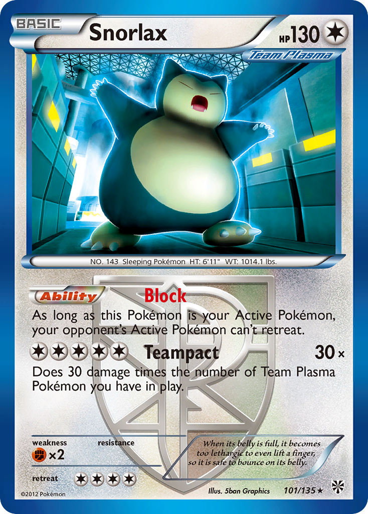 Snorlax (101/135) [Black & White: Plasma Storm] | Fandemonia Ltd