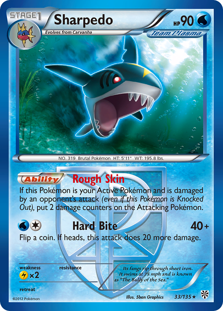 Sharpedo (33/135) [Black & White: Plasma Storm] | Fandemonia Ltd