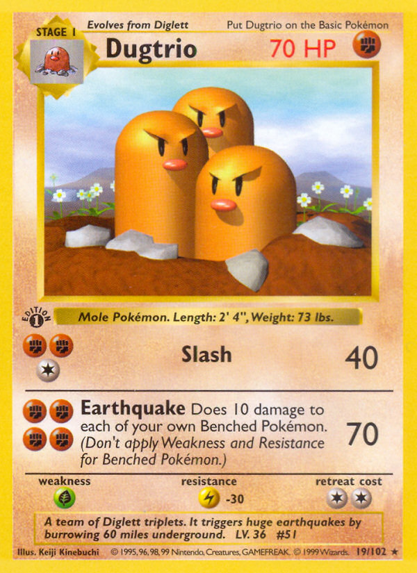 Dugtrio (19/102) (Shadowless) [Base Set 1st Edition] | Fandemonia Ltd