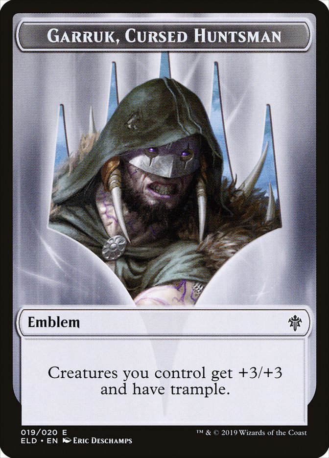 Garruk, Cursed Huntsman Emblem [Throne of Eldraine Tokens] | Fandemonia Ltd