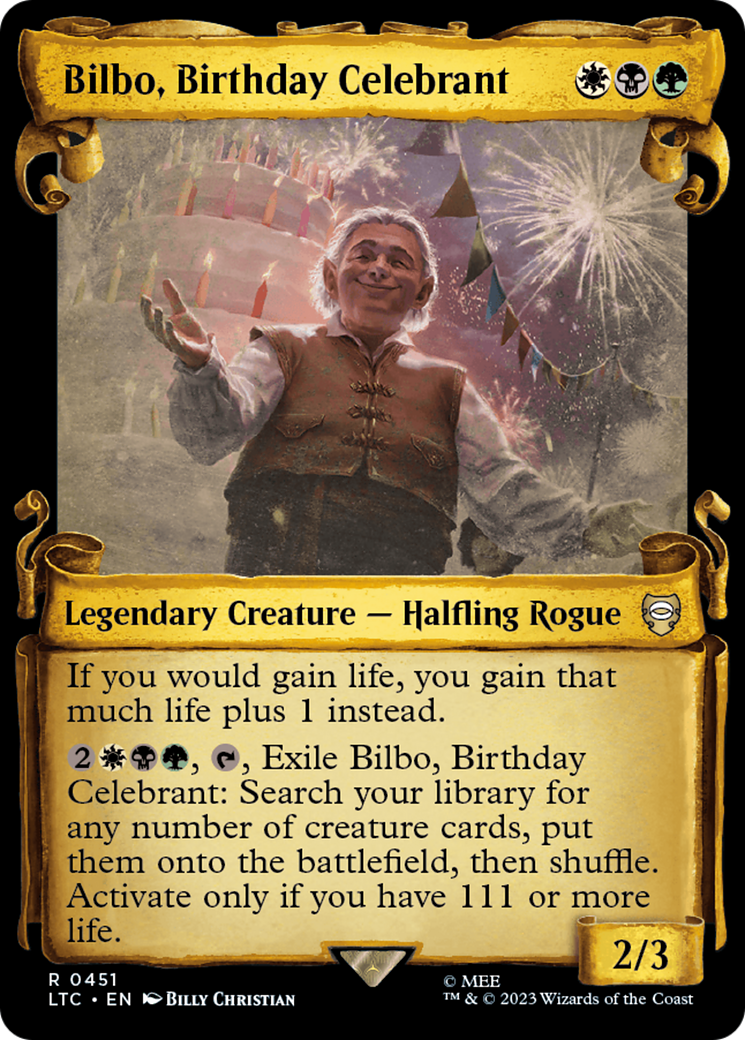 Bilbo, Birthday Celebrant [The Lord of the Rings: Tales of Middle-Earth Commander Showcase Scrolls] | Fandemonia Ltd