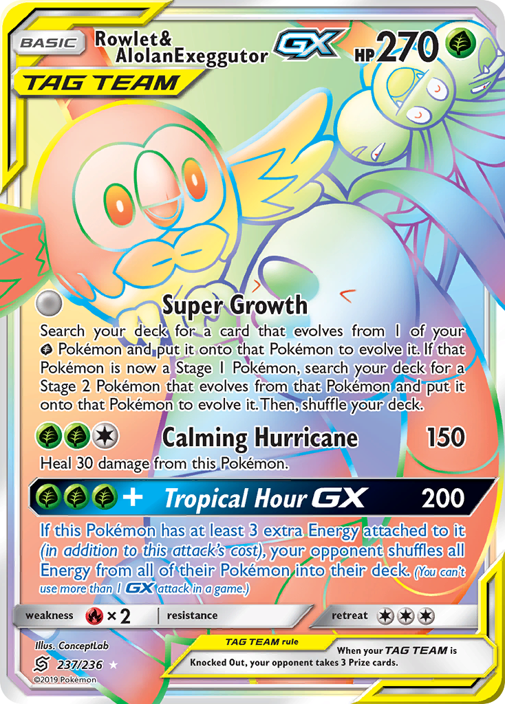 Rowlet & Alolan Exeggutor GX (237/236) [Sun & Moon: Unified Minds] | Fandemonia Ltd