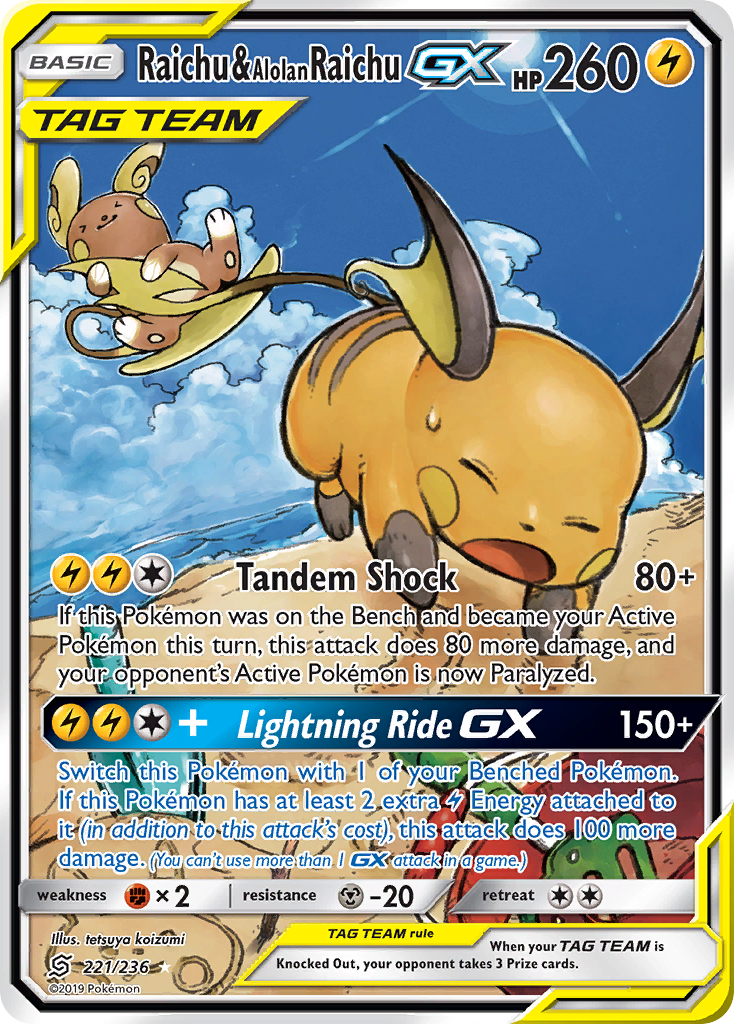 Raichu & Alolan Raichu GX (221/236) [Sun & Moon: Unified Minds] | Fandemonia Ltd