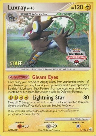 Luxray (7/130) (National Championships) (Staff) [Diamond & Pearl: Base Set] | Fandemonia Ltd