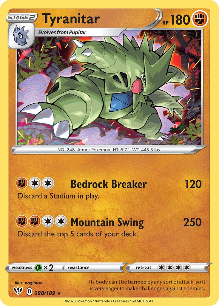 Tyranitar (088/189) [Sword & Shield: Darkness Ablaze] | Fandemonia Ltd