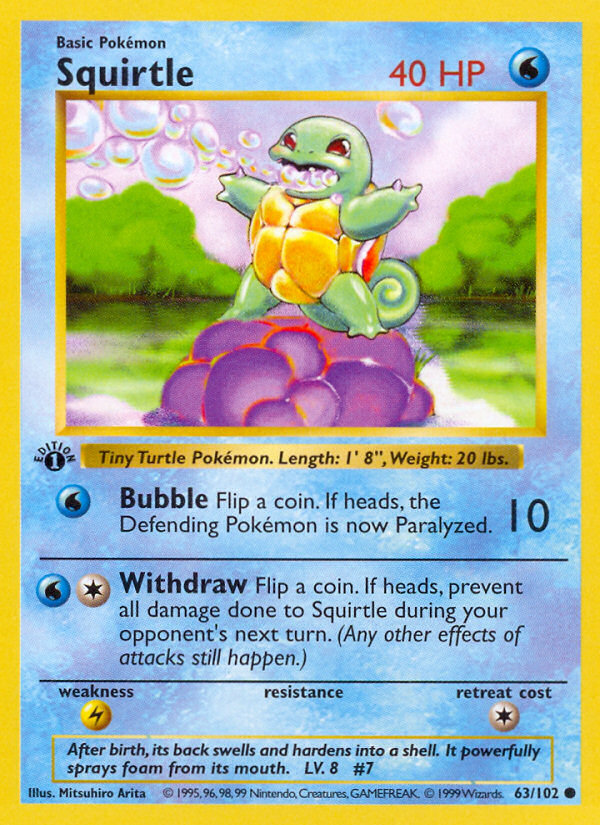 Squirtle (63/102) (Shadowless) [Base Set 1st Edition] | Fandemonia Ltd