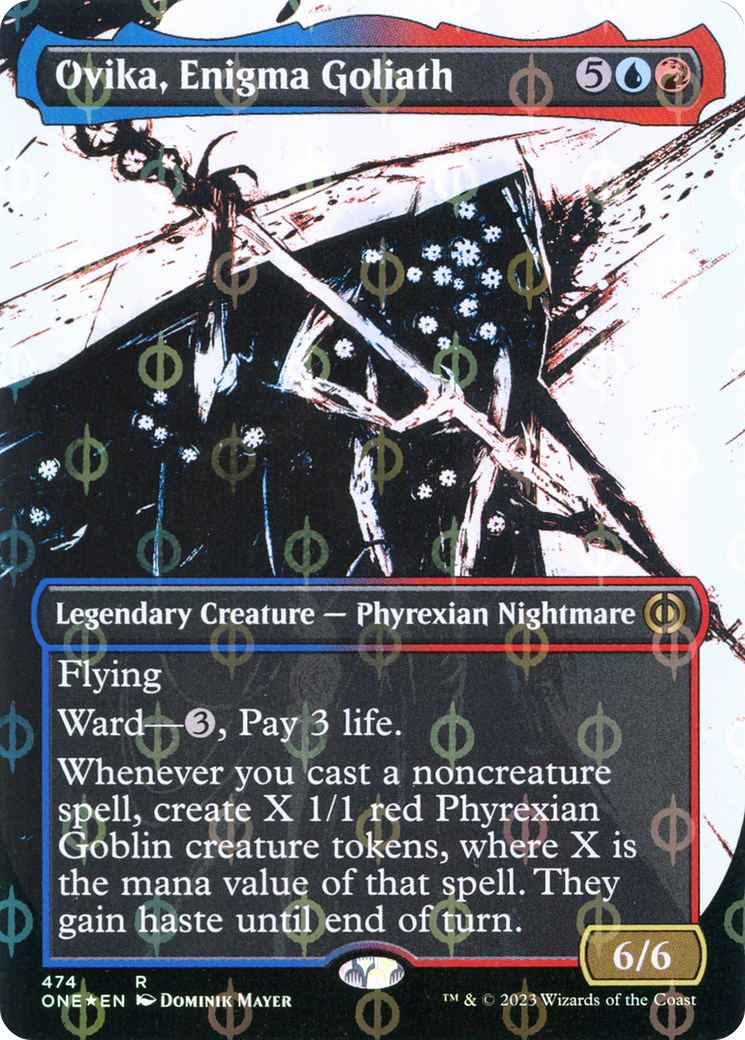 Ovika, Enigma Goliath (Borderless Ichor Step-and-Compleat Foil) [Phyrexia: All Will Be One] | Fandemonia Ltd