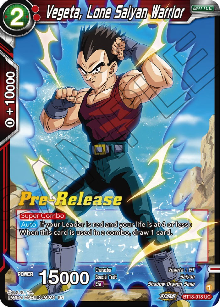 Vegeta, Lone Saiyan Warrior (BT18-018) [Dawn of the Z-Legends Prerelease Promos] | Fandemonia Ltd