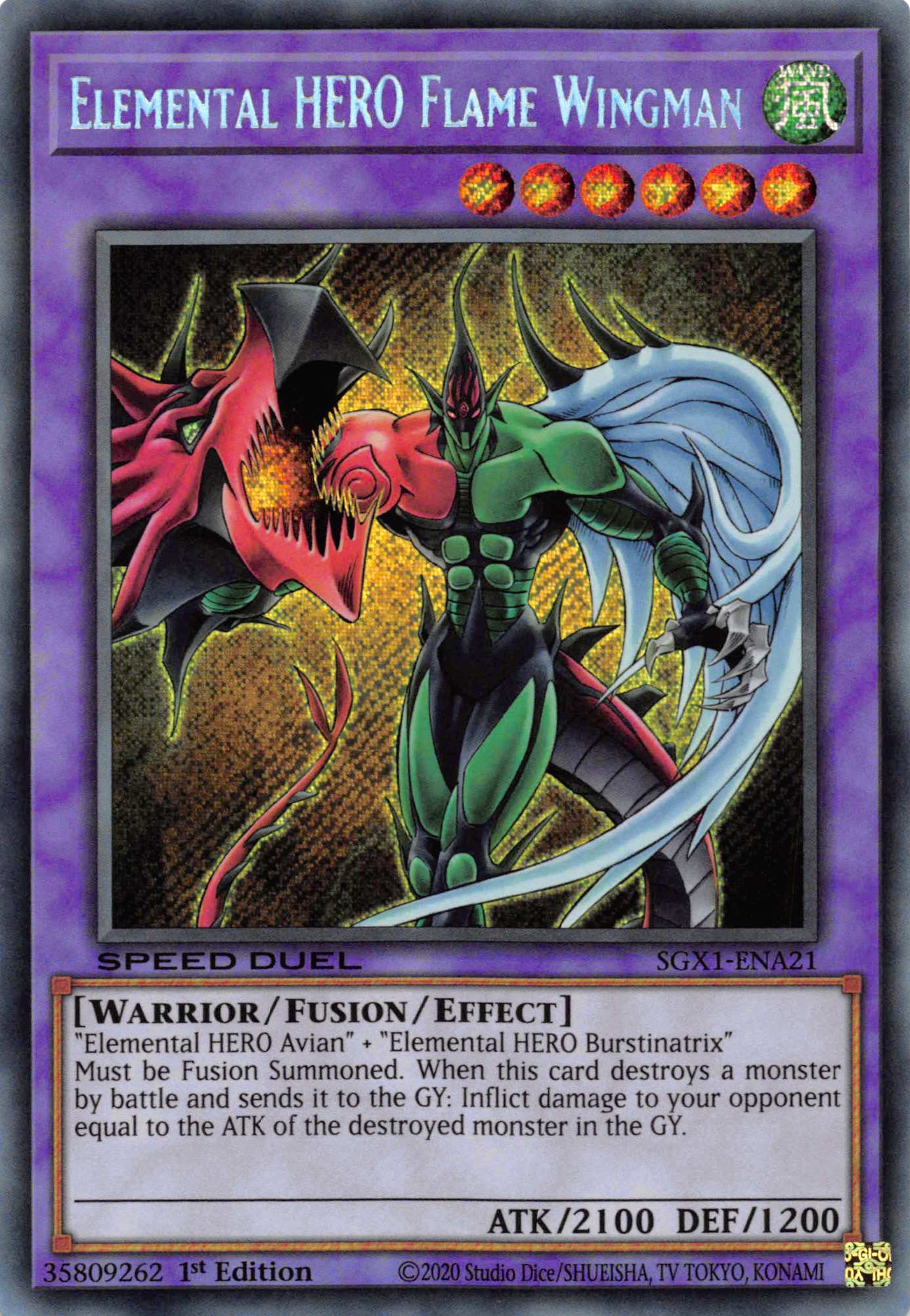 Elemental HERO Flame Wingman [SGX1-ENA21] Secret Rare | Fandemonia Ltd