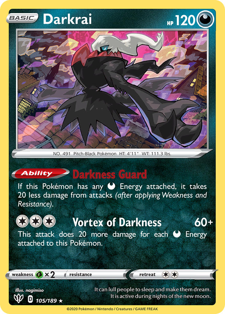 Darkrai (105/189) (Theme Deck Exclusive) [Sword & Shield: Darkness Ablaze] | Fandemonia Ltd