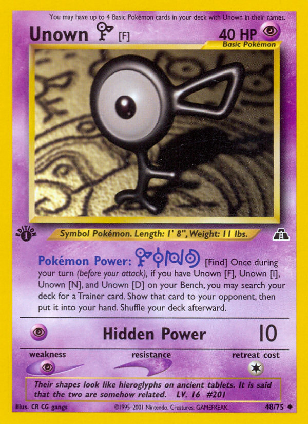 Unown [F] (48/75) [Neo Discovery 1st Edition] | Fandemonia Ltd