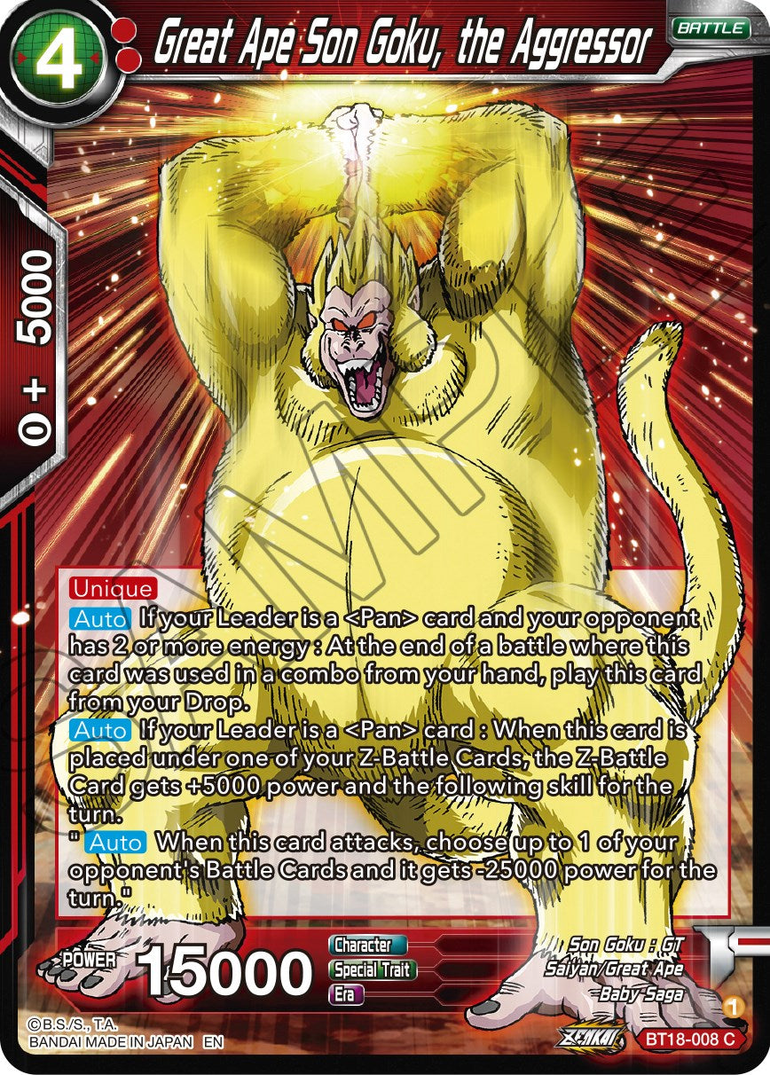 Great Ape Son Goku, the Aggressor (BT18-008) [Dawn of the Z-Legends] | Fandemonia Ltd