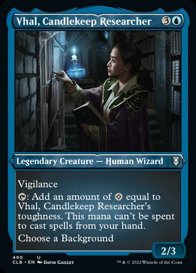 Vhal, Candlekeep Researcher (Foil Etched) [Commander Legends: Battle for Baldur's Gate] | Fandemonia Ltd