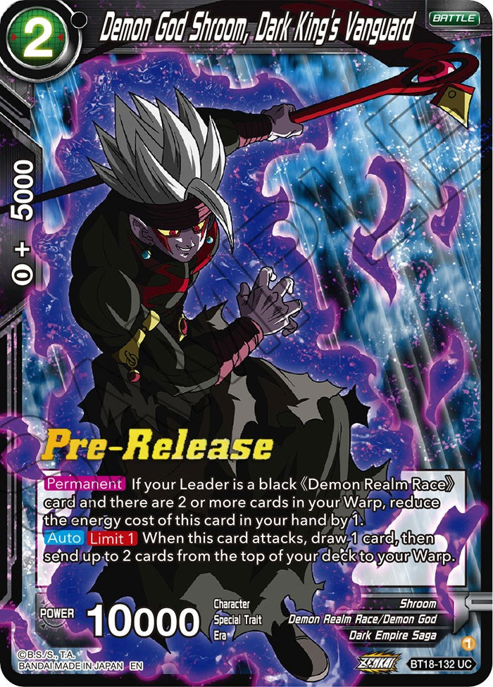 Demon God Shroom, Dark King's Vanguard (BT18-132) [Dawn of the Z-Legends Prerelease Promos] | Fandemonia Ltd