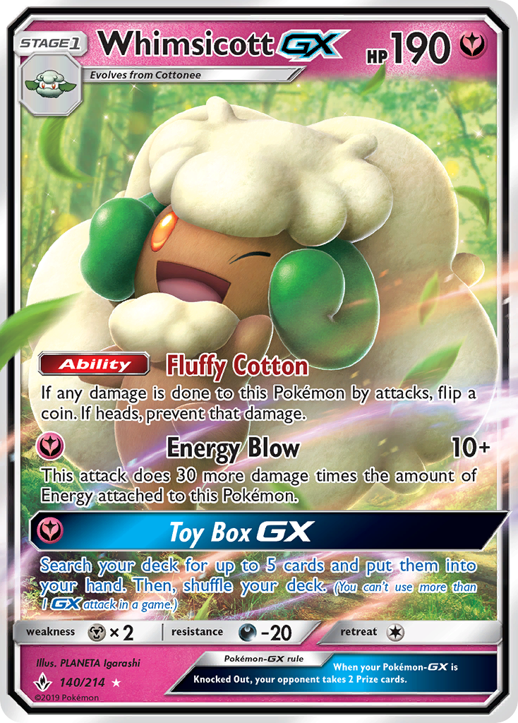 Whimsicott GX (140/214) [Sun & Moon: Unbroken Bonds] | Fandemonia Ltd