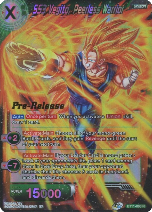 SS3 Vegito, Peerless Warrior (BT11-063) [Vermilion Bloodline Prerelease Promos] | Fandemonia Ltd