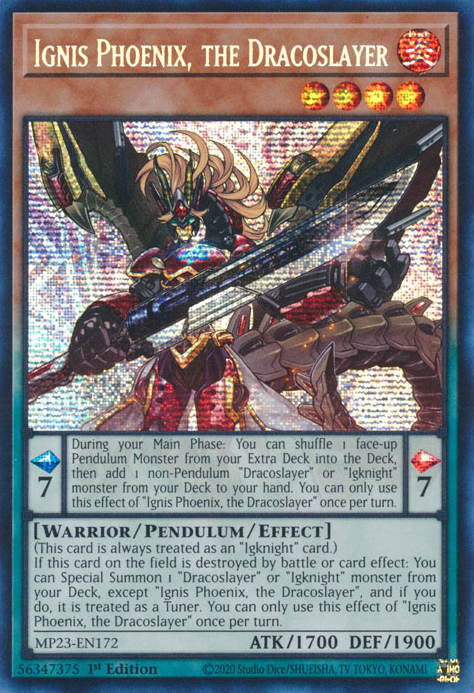 Ignis Phoenix, the Dracoslayer [MP23-EN172] Prismatic Secret Rare | Fandemonia Ltd