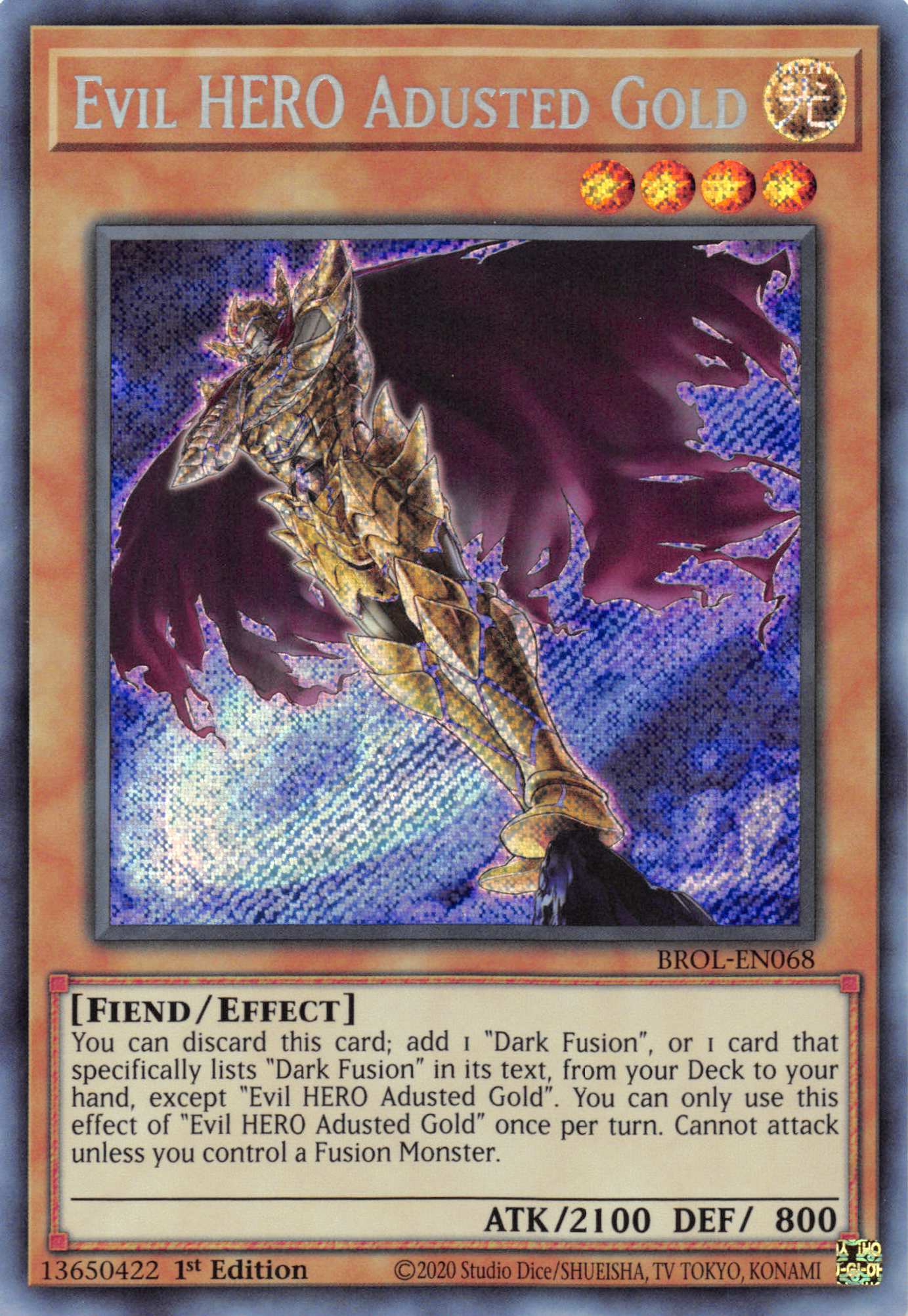 Evil HERO Adusted Gold [BROL-EN068] Secret Rare | Fandemonia Ltd