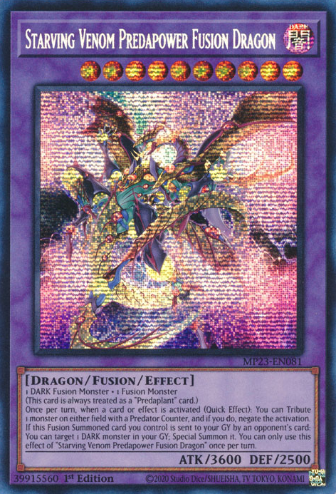 Starving Venom Predapower Fusion Dragon [MP23-EN081] Prismatic Secret Rare | Fandemonia Ltd