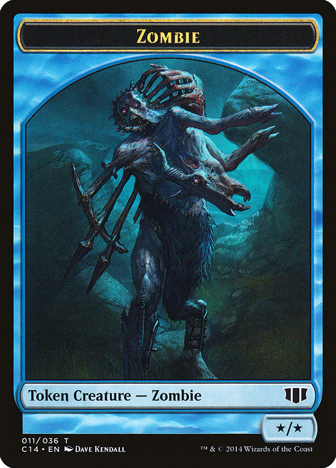 Teferi, Temporal Archmage Emblem // Zombie (011/036) Double-sided Token [Commander 2014 Tokens] | Fandemonia Ltd