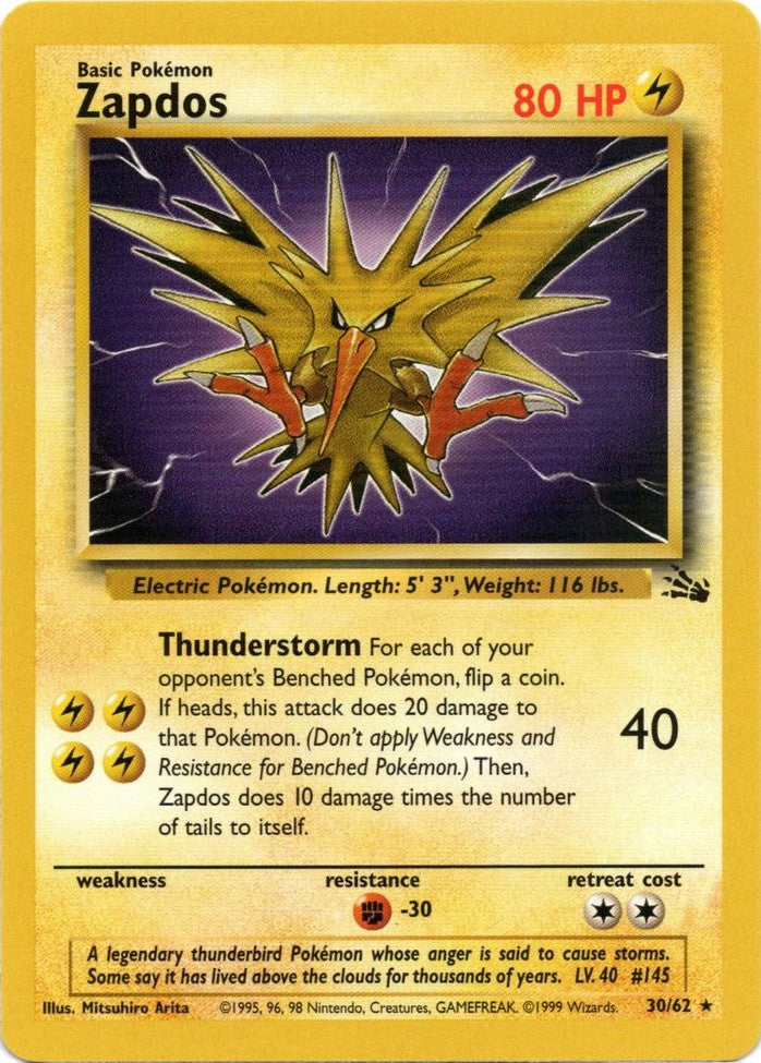 Zapdos (30/62) [Fossil Unlimited] | Fandemonia Ltd