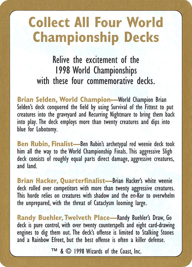 1998 World Championships Ad [World Championship Decks 1998] | Fandemonia Ltd