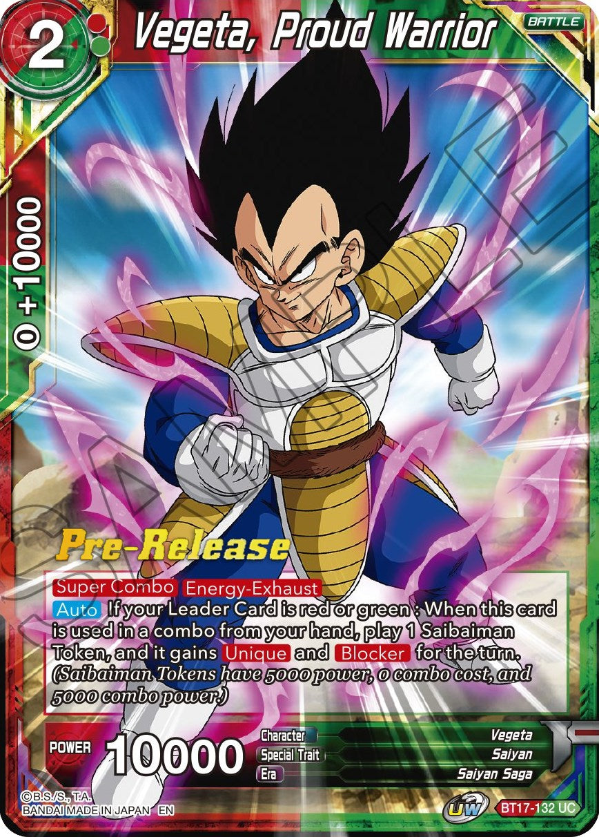 Vegeta, Proud Warrior (BT17-132) [Ultimate Squad Prerelease Promos] | Fandemonia Ltd