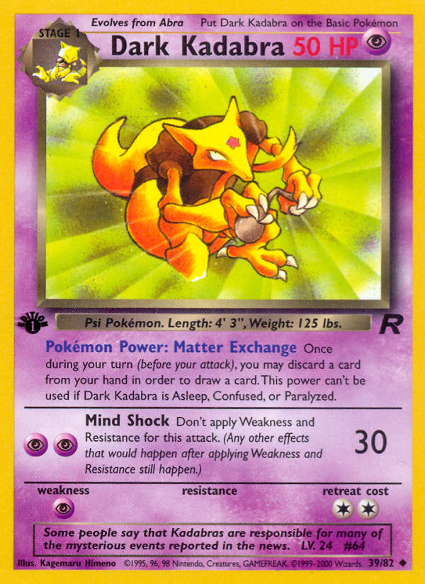 Dark Kadabra (39/82) [Team Rocket 1st Edition] | Fandemonia Ltd