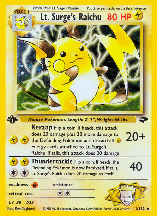 Lt. Surge's Raichu (11/132) [Gym Challenge 1st Edition] | Fandemonia Ltd