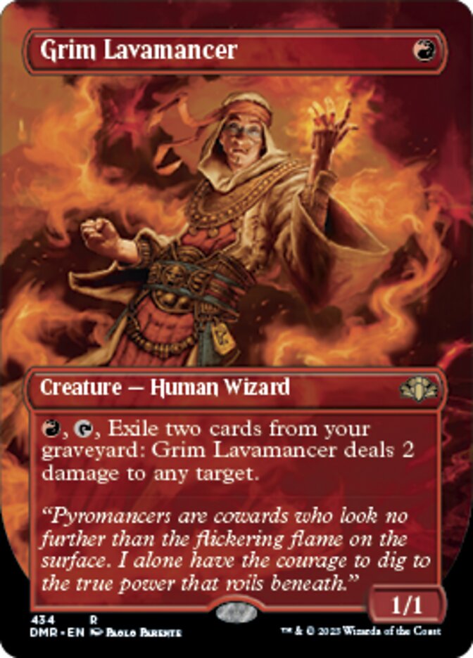 Grim Lavamancer (Borderless Alternate Art) [Dominaria Remastered] | Fandemonia Ltd