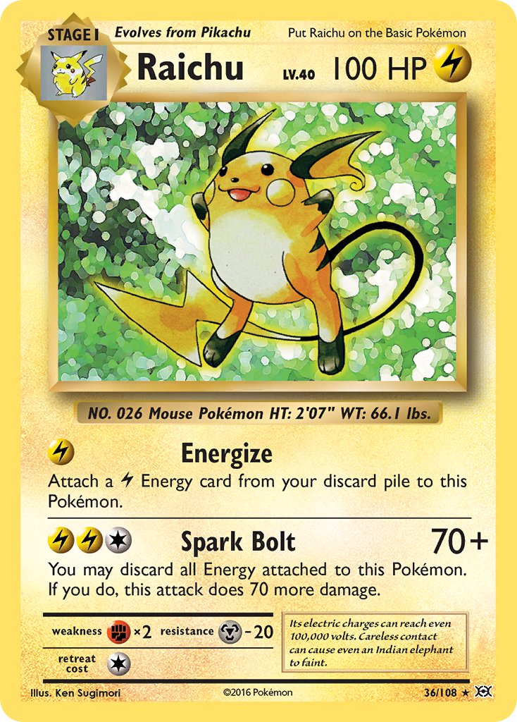 Raichu (36/108) (Theme Deck Exclusive) [XY: Evolutions] | Fandemonia Ltd