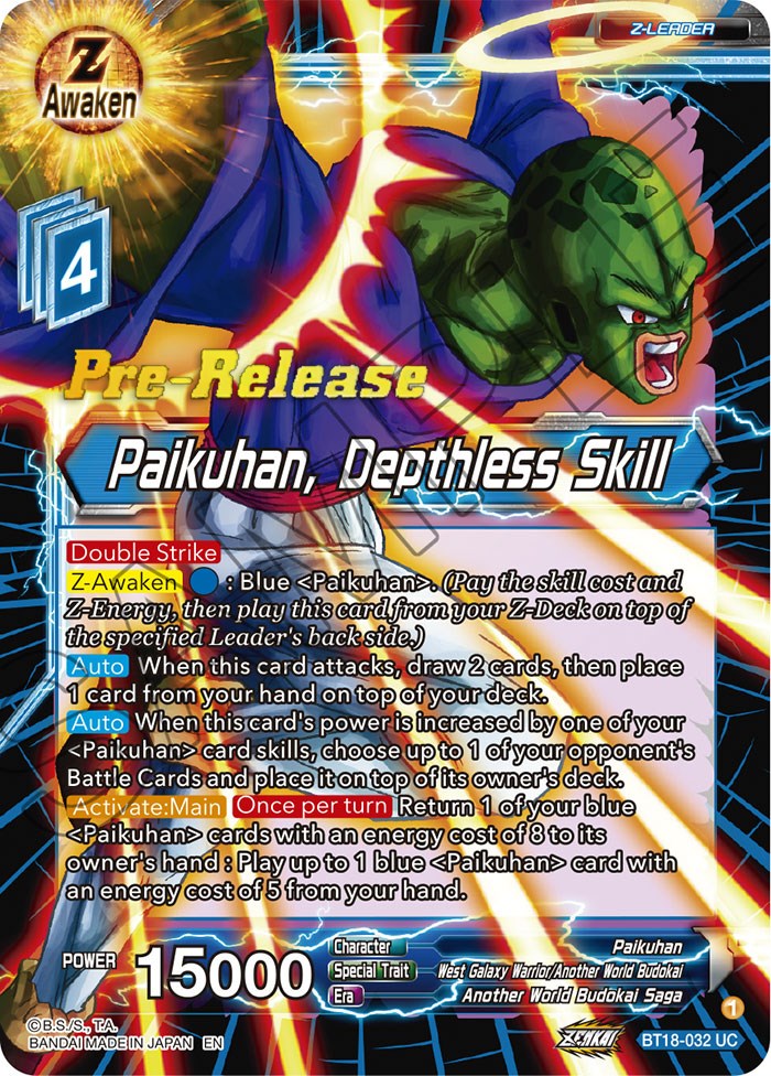 Paikuhan, Depthless Skill (BT18-032) [Dawn of the Z-Legends Prerelease Promos] | Fandemonia Ltd